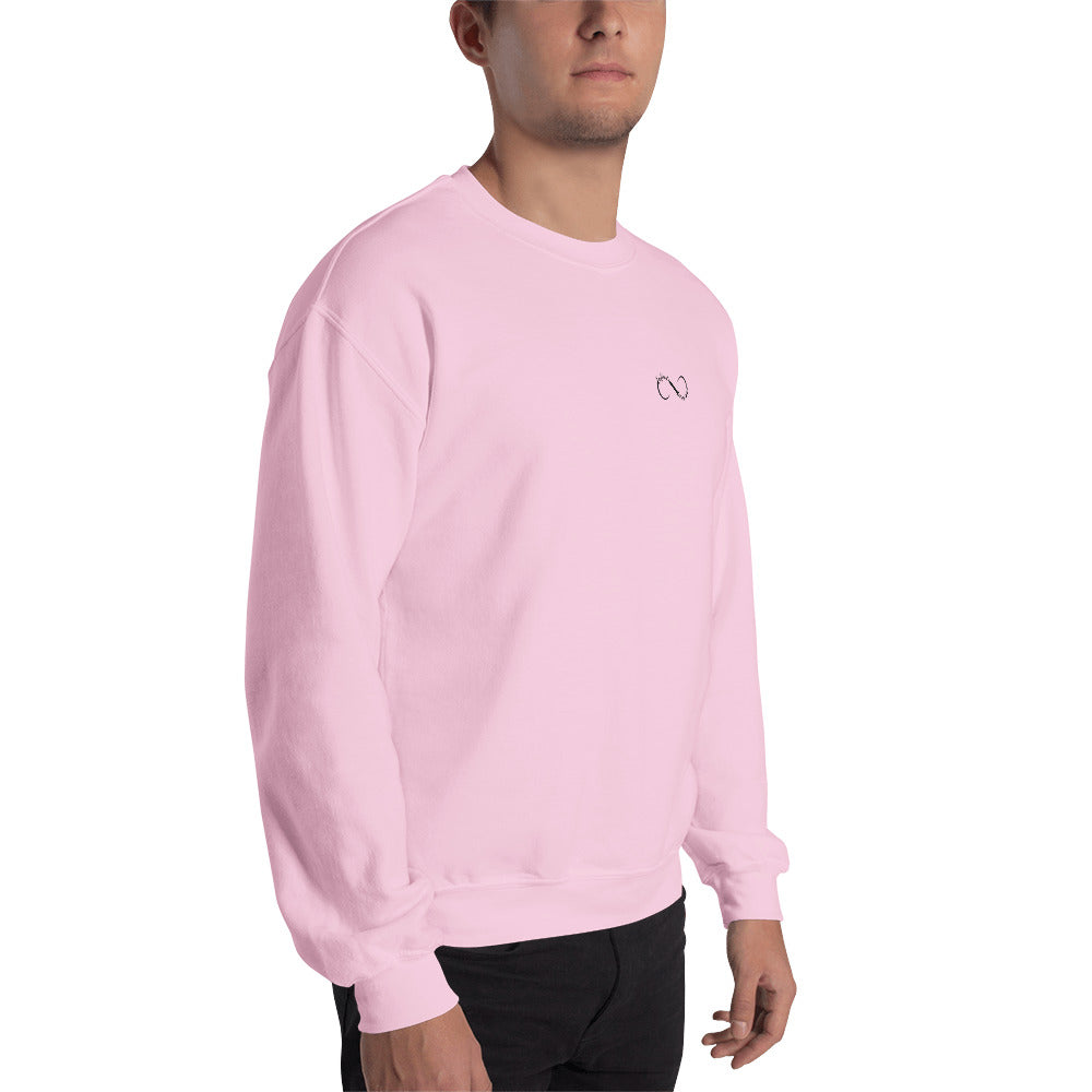 Mens side angle pink crew neck