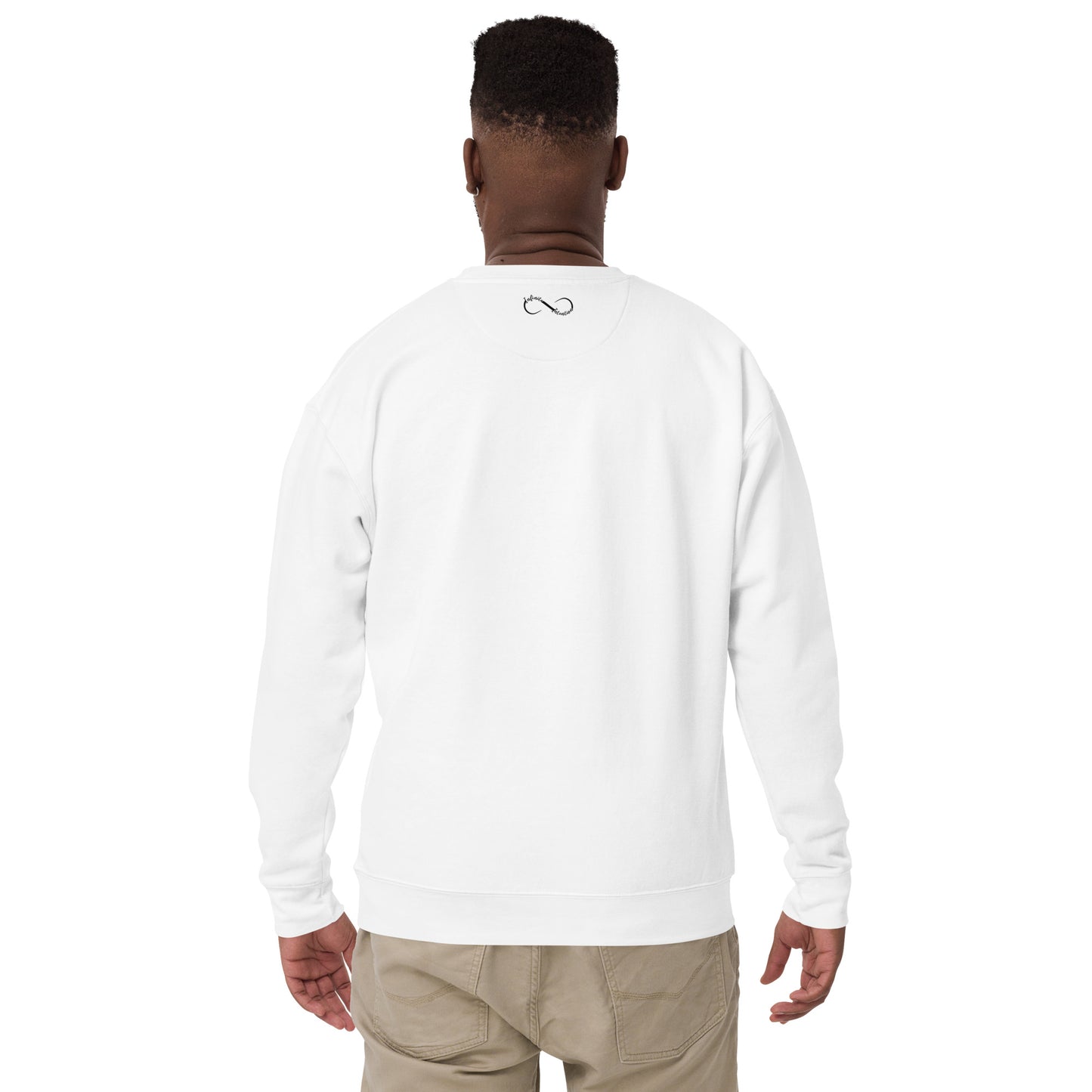 Mens premium white sweatshirt back