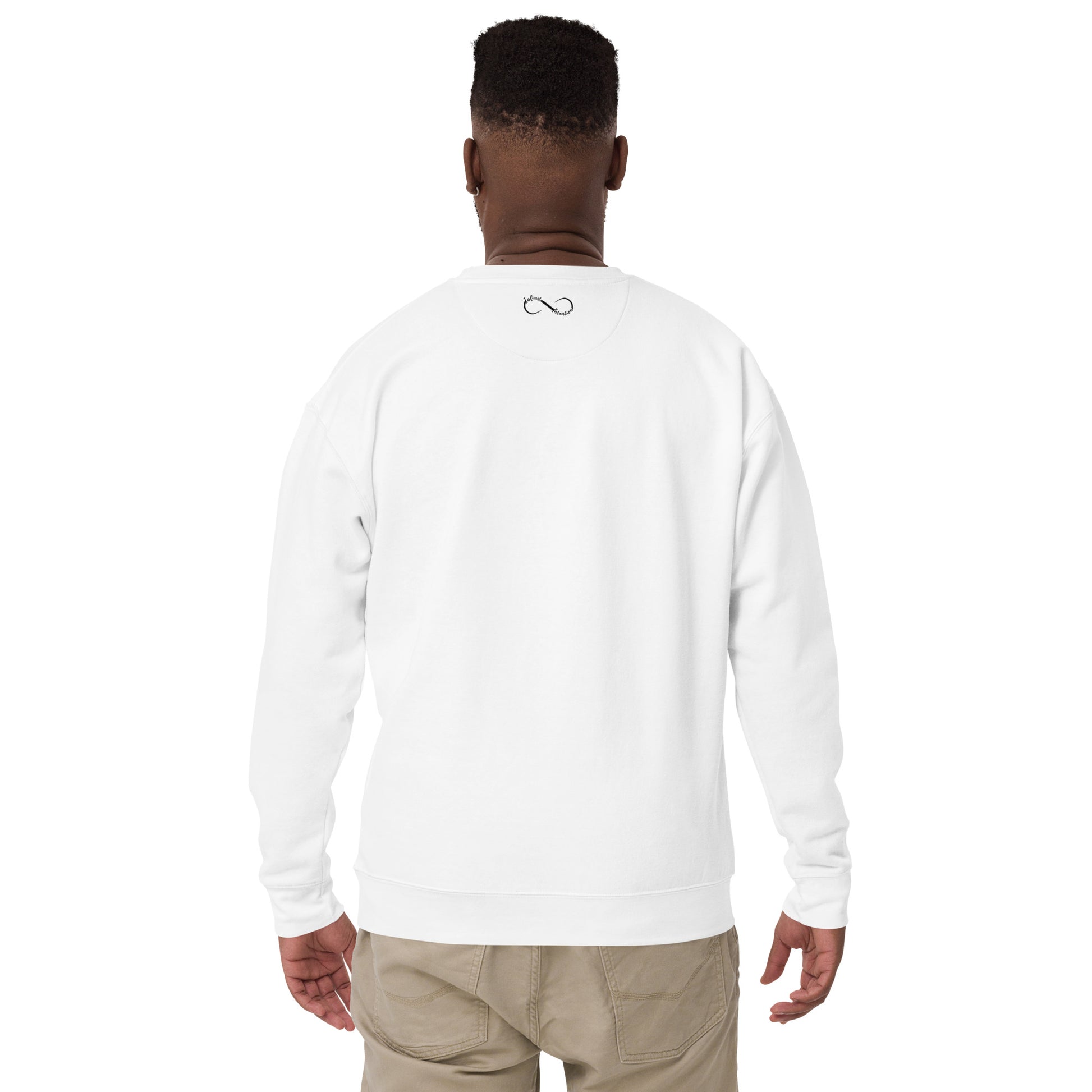 Mens premium white sweatshirt back